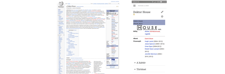 Wikipedia Dr. House szócikke desktopon és mobilon