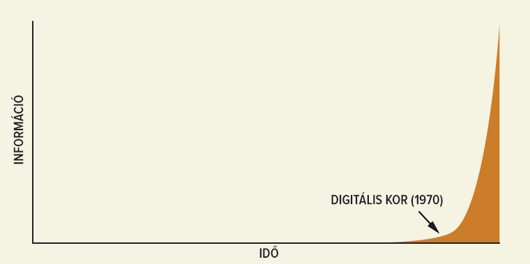 exponcenciális görbe, ami mutatja a keletkezett információ mennyiségét az idő függvényében