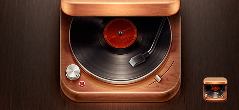 bakelit lemezlejátszót ábrázoló ikon