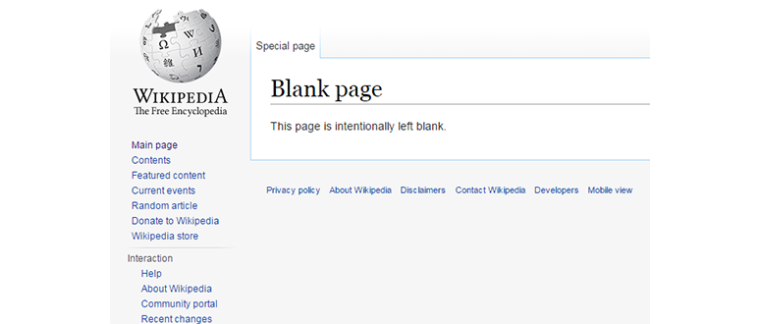 Üres oldal a Wikipedián
