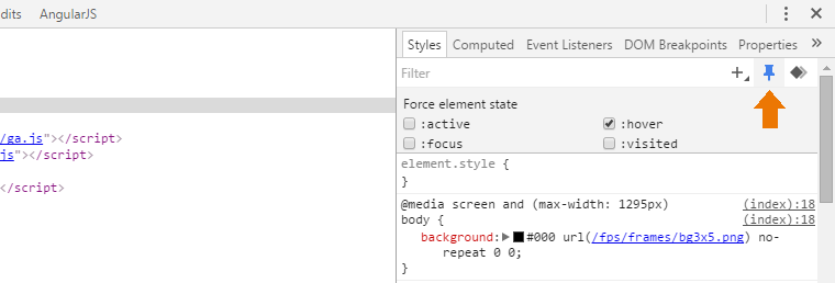 pszeudó osztályok Chrome DevToolsban képernyőkép