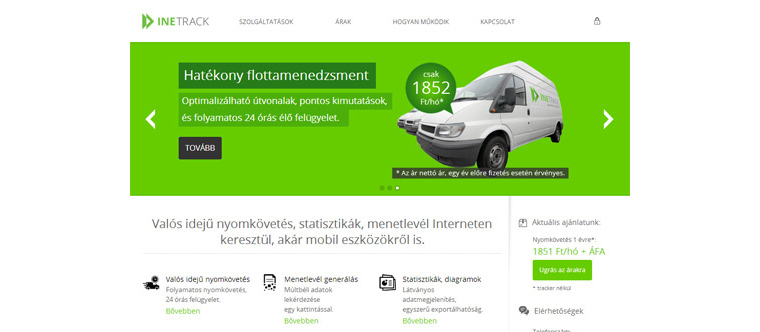 IneTrack website képernyőkép