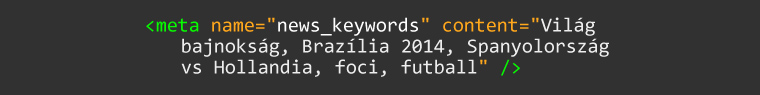 meta news_keywords példakód
