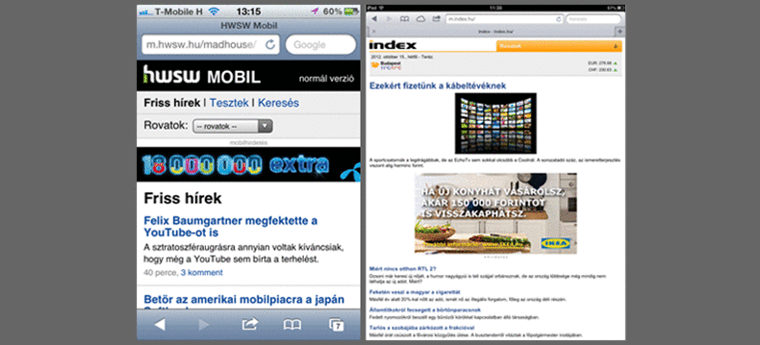 Bannerek mobilon képernyőképek
