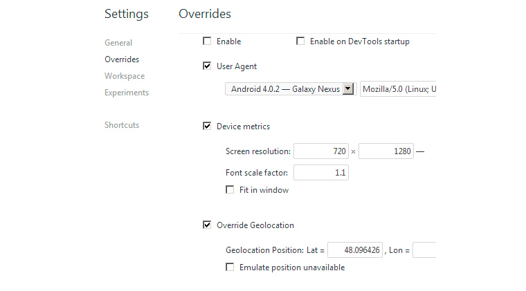 Overrides Chrome DevToolsban képernyőkép