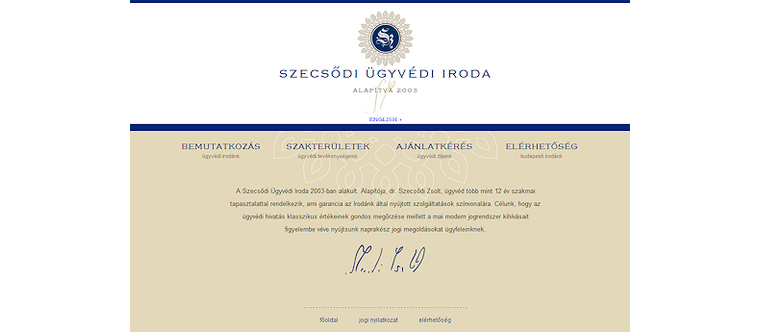 Szecsődi Ügyvédi Iroda website képernyőkép