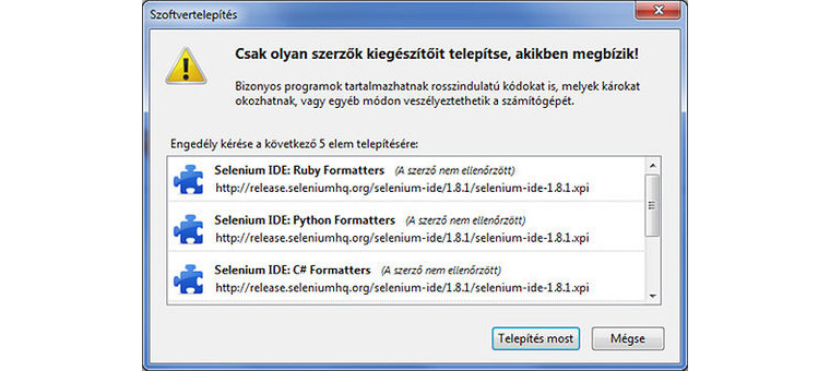Firefox plugin telepítés képernyőkép